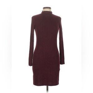 French Connection Burgundy Long-Sleeve Turtleneck Bodycon Dress